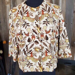 Amazing Vintage Forever Young by Puritan Tapestry Crop Jacket Bird Hearts Print